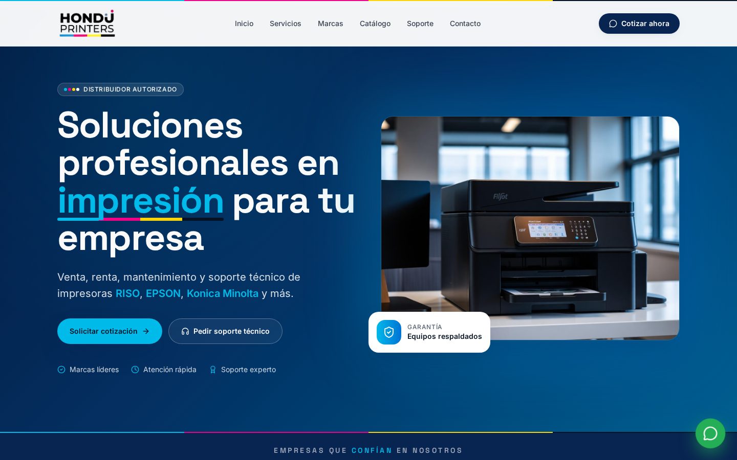 Honduprinters — Sistema, sitio web por Cresova