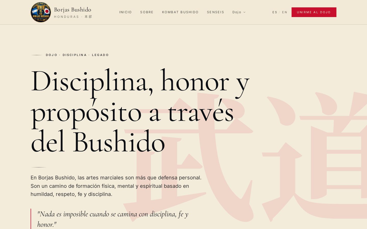 Borjas Bushido — Web, sitio web por Cresova