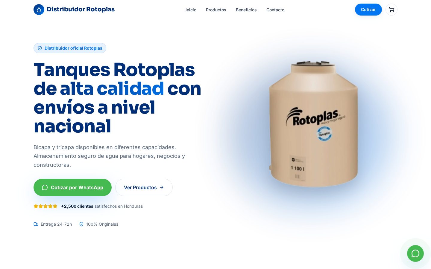 Tanques HN — E-commerce, sitio web por Cresova